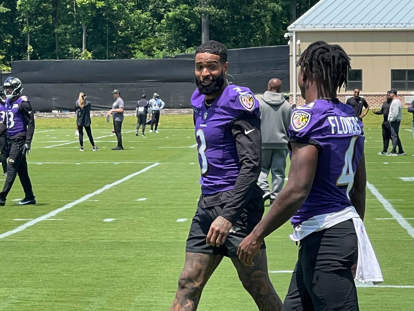 Ravens wide receiver Odell Beckham Jr. participates in the first day of the team's mandatory minicamp.