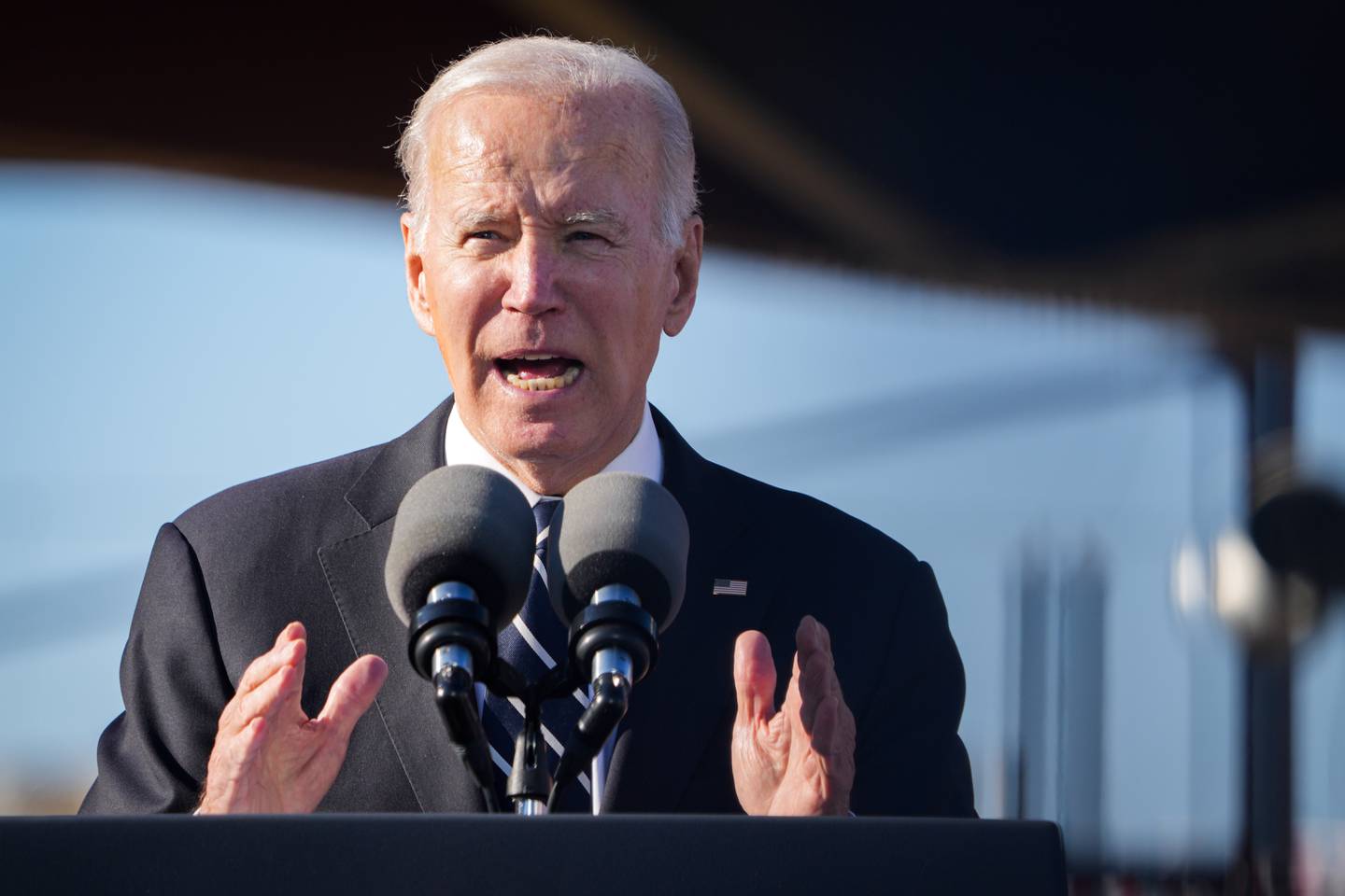 President Joe Biden speaks during a visit to Baltimore on 1/30/23. Biden touted Bipartisan Infrastructure Law funding—which will help to replace the 150-year-old Baltimore and Potomac Tunnel.