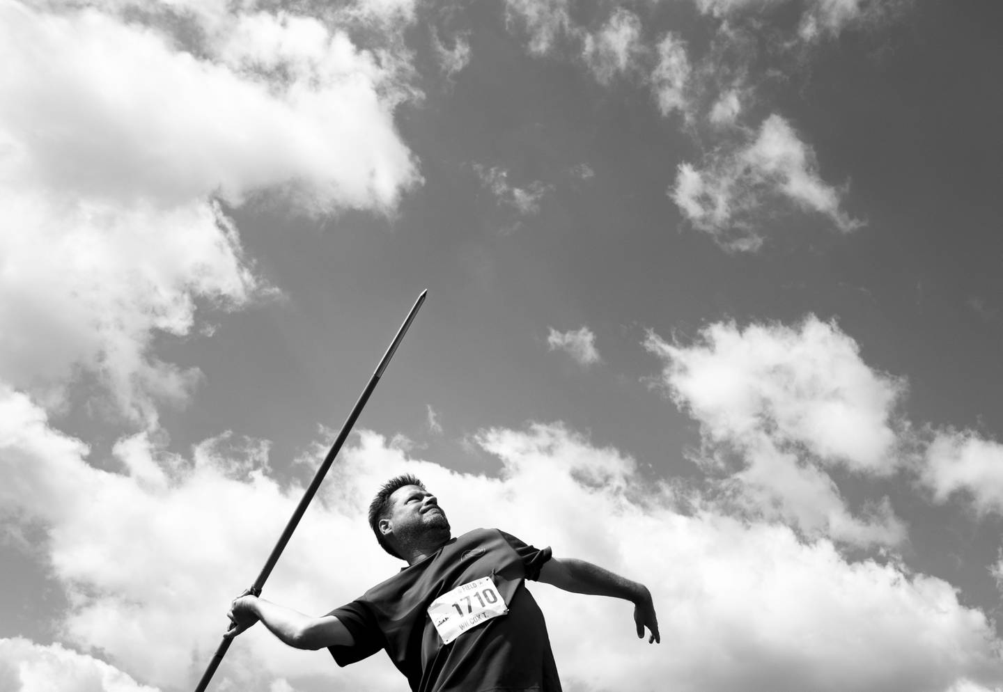 Timothy Wilcox, 56, of Ellicott City, competes in javelin during the National Senior Games, at the Robert Morris University Island Sports Center, Thursday, July 13, 2023.