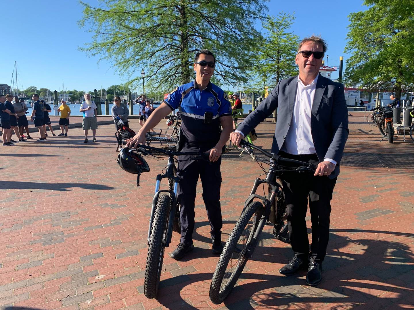 Annapolis Mayor Gavin Buckley, right, has made bicycling part of his two terms in office. But most of the improvements he's promised remain in the design phase.
