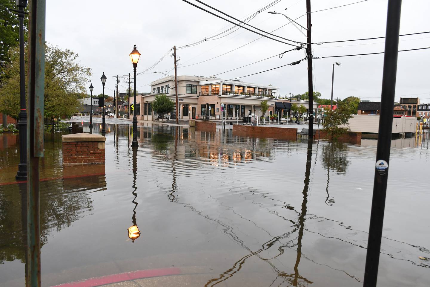 After the remains of what was once Tropical Storm Ophelia moved through Annapolis, there was some flooding on Sunday morning, Sept. 24, 2023. Compromise Street, which floods regularly, was closed to traffic.
