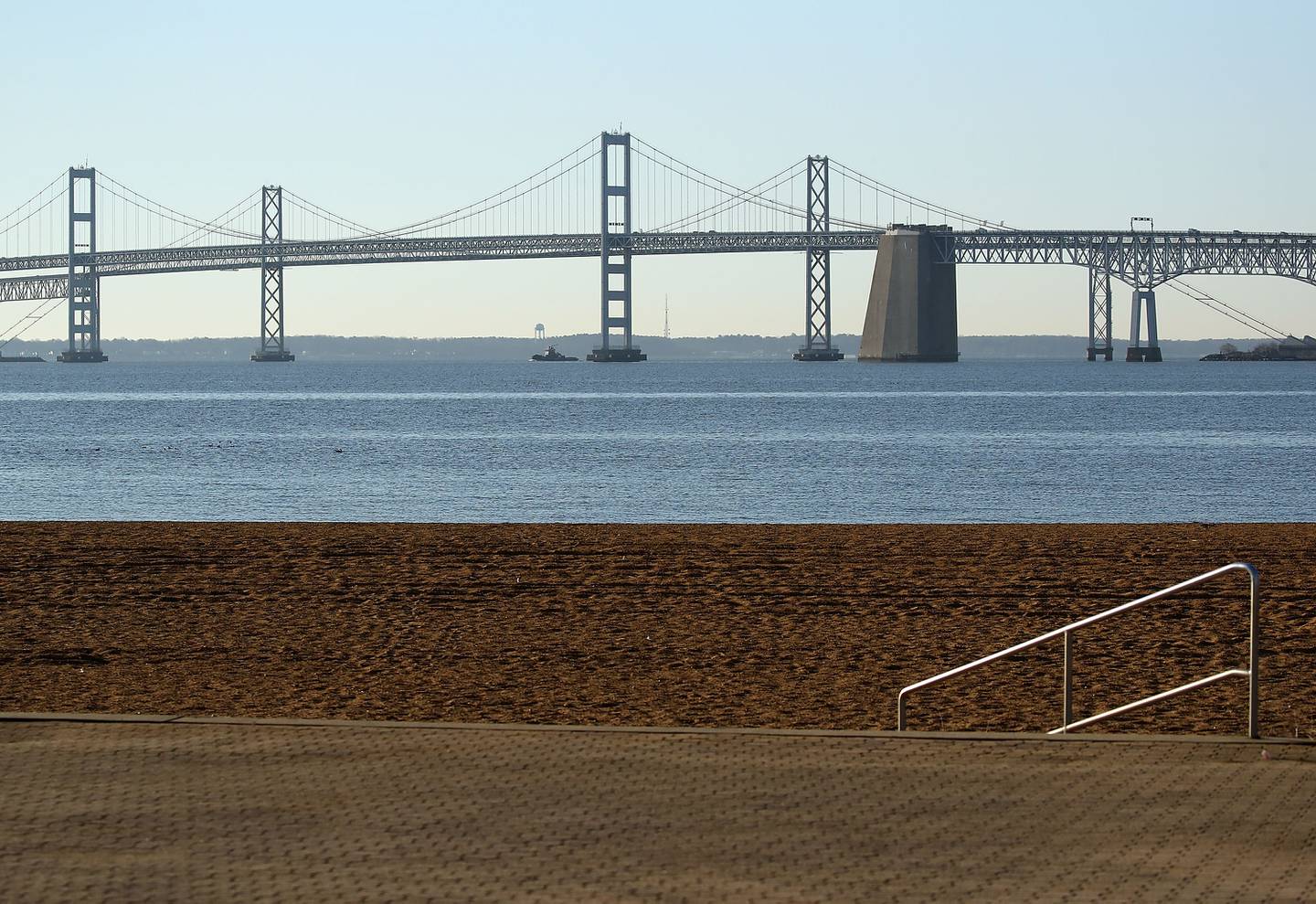 SKIDMORE, MD: The Chesapeake Bay Bridge can be seen from the beach at Sandy Point State Park.