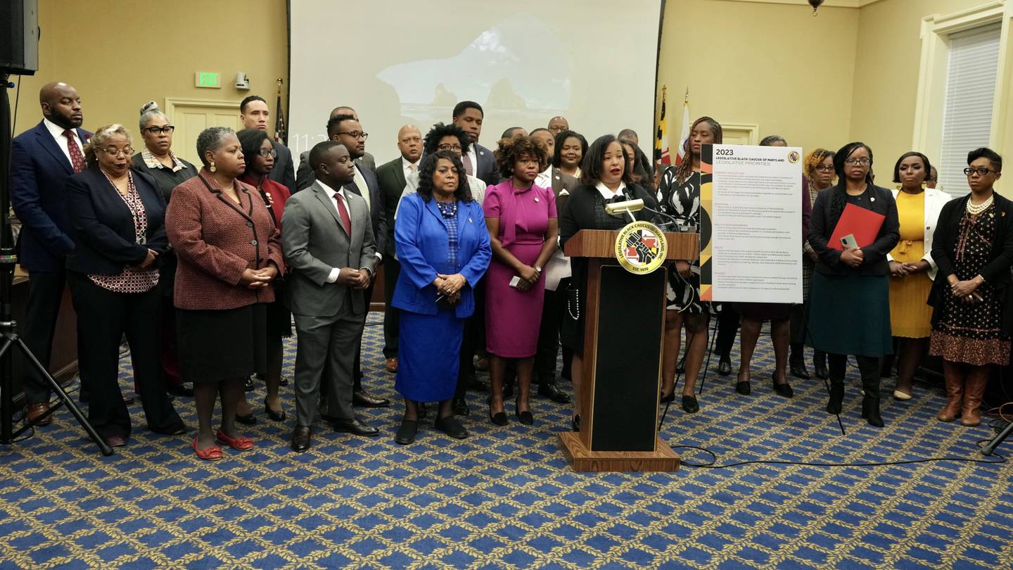 Maryland State Senator Jill Carter speaks on cannabis legalization during the legislative Black caucus of Maryland meeting on January 25, 2023 at the House of Delegates.
