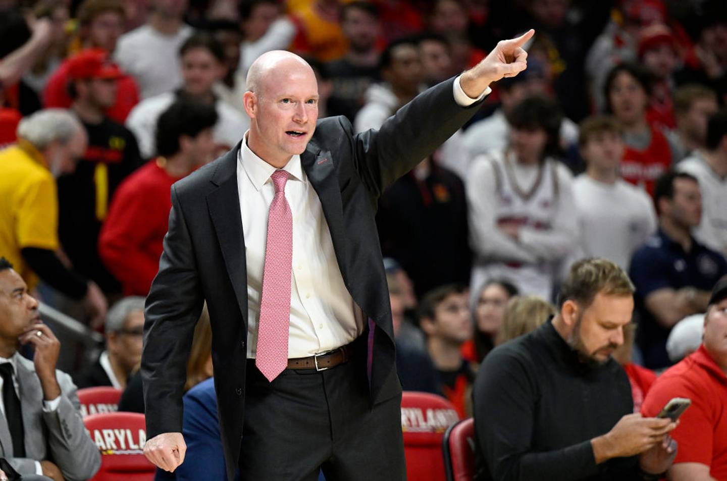 COLLEGE PARK, MARYLAND - FEBRUARY 16: Head coach Kevin Willard of the Maryland Terrapins watches the game in the first half against the Purdue Boilermakers at Xfinity Center on February 16, 2023 in College Park, Maryland.