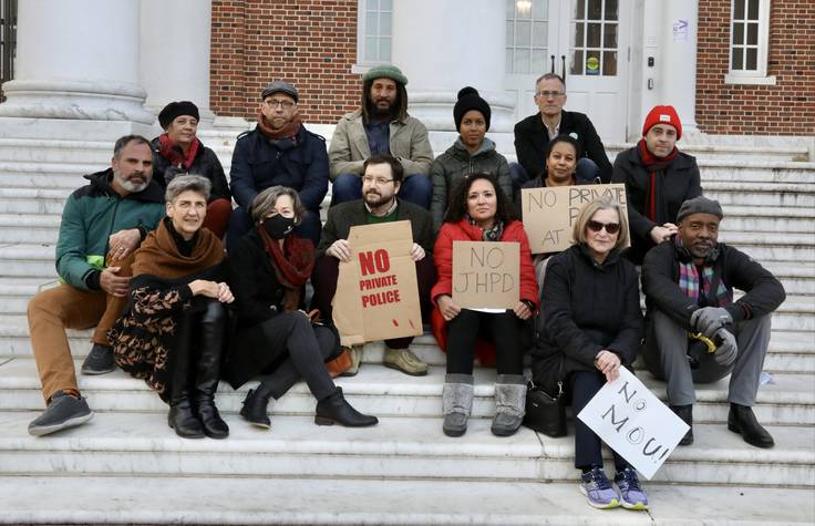 Faculty at Johns Hopkins University that oppose the formation of a private police force.