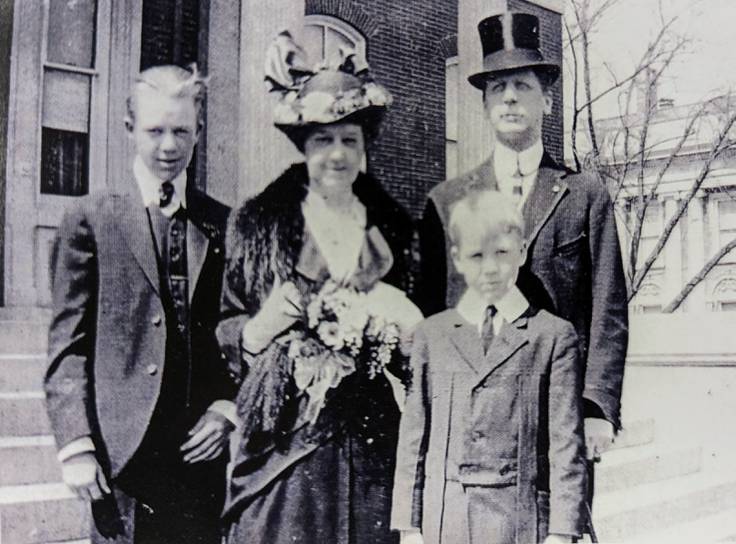 Gov. Phillips Lee Goldsborough, Ellen Showell Goldsborough and their sons Phillips Lee Jr. and Brice in front of Government House on Inauguration Day, Jan. 10, 1912.