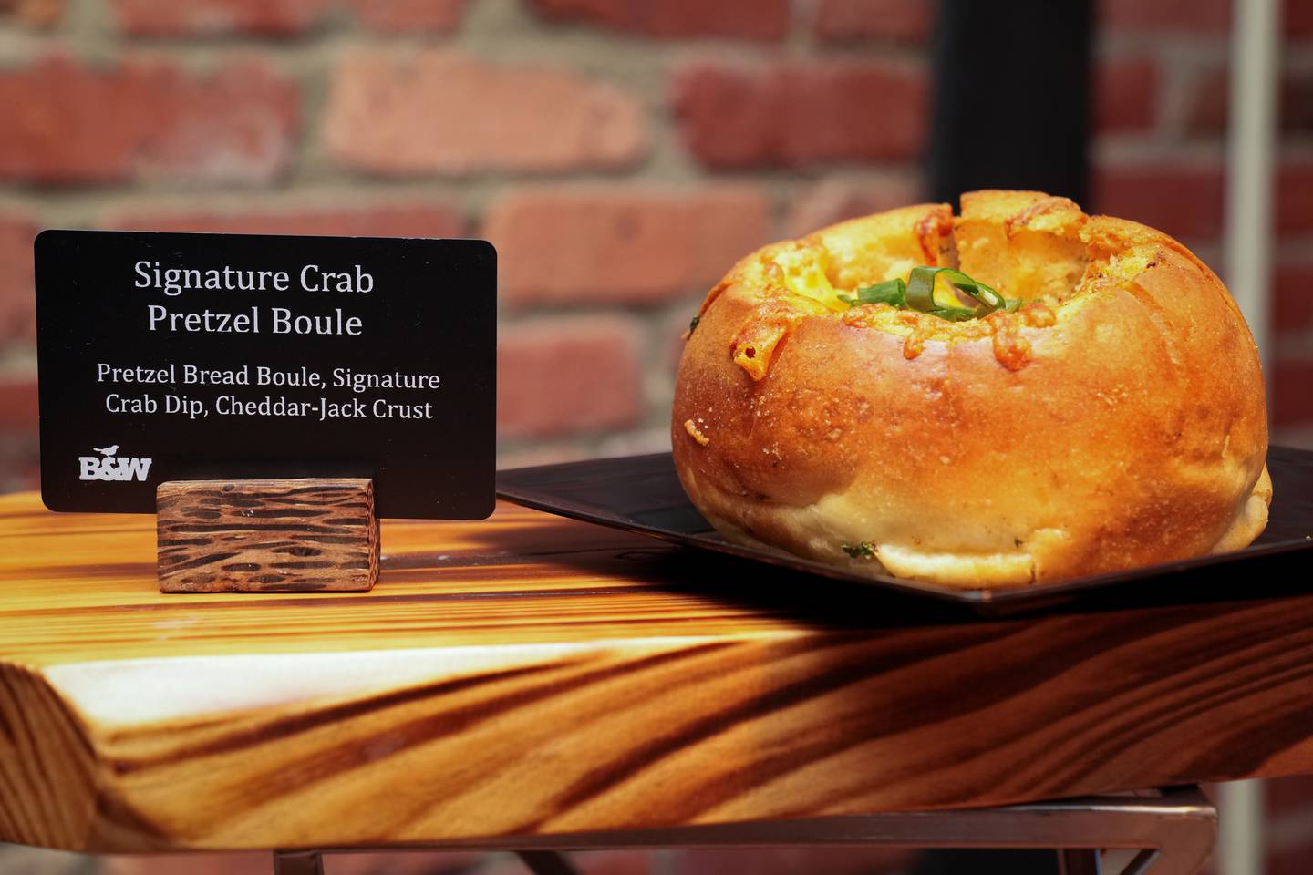 The Signature Crab Pretzel Boule is on display during a media preview in Oriole Park at Camden Yards on Wednesday, March 29.