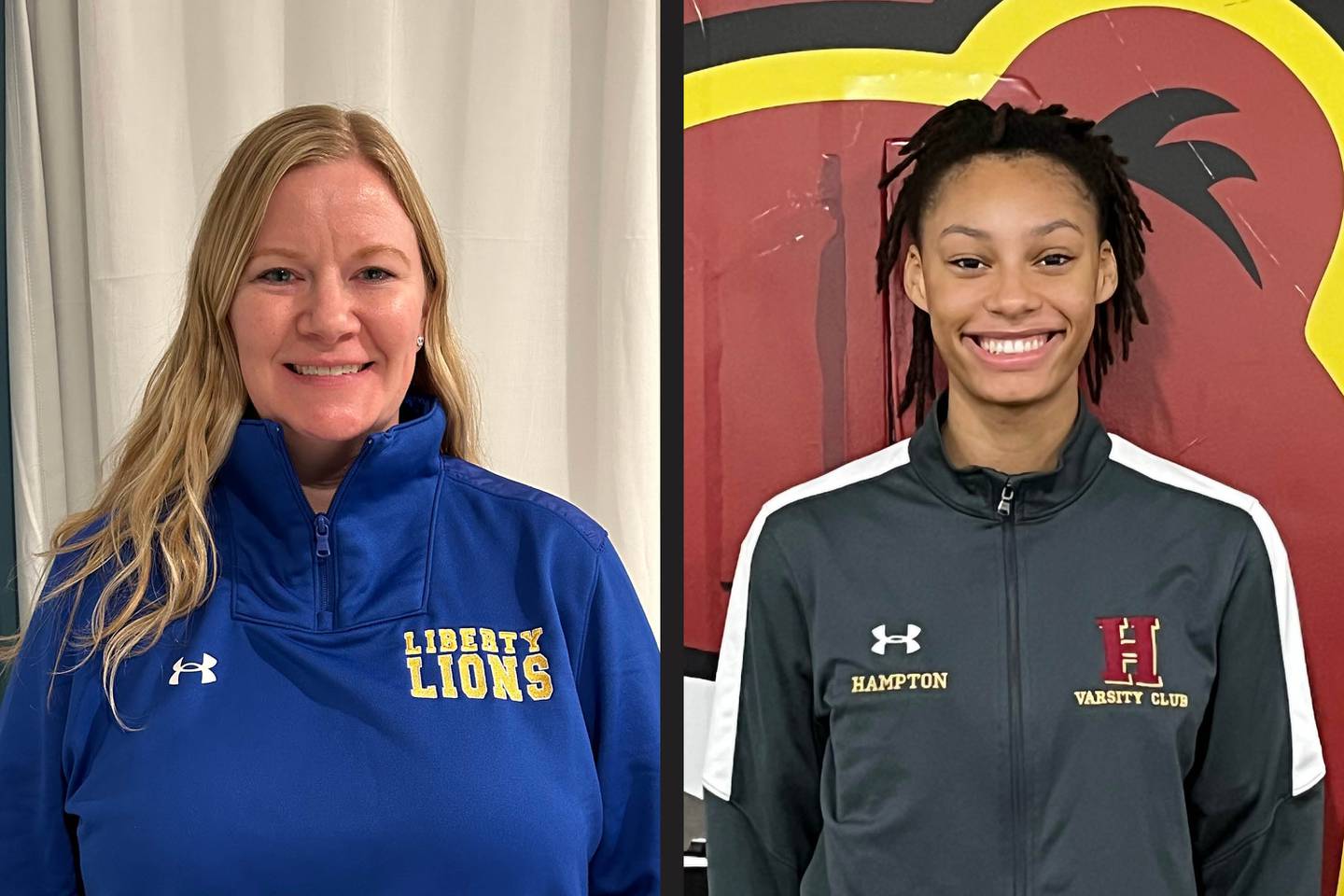 From left: Volleyball Coach of the Year: Sheri Hagen; Volleyball Player of the Year: Safi Hampton