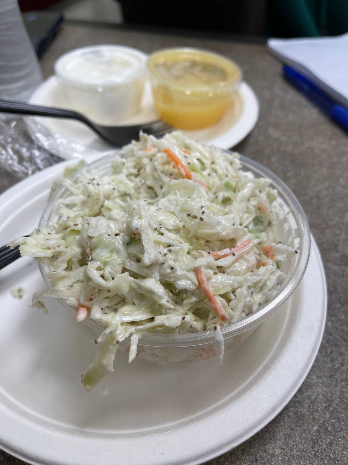 The coleslaw at Attman's Deli.