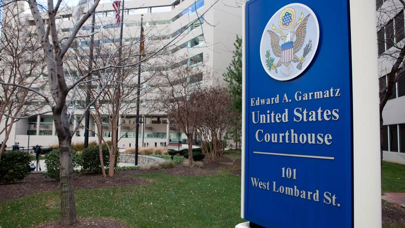 BALTIMORE, MD - DECEMBER 08:  A sign stands outside the Edward A. Garmatz U.S. Courthouse, where a man accused of plotting to bomb an armed forces recruiting station will appear on December 8, 2010 in Baltimore, Maryland. A 21-year-old man was arrested and will appear in court in Baltimore this afternoon.