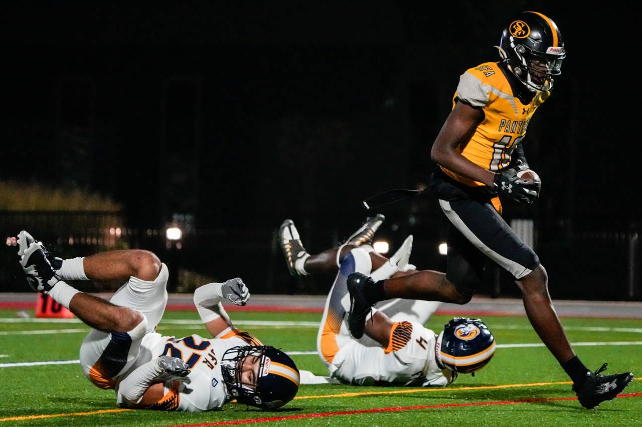 St. Frances wide receiver Jeremiah Koger scores a touchdown during the second quarter against Specially Fit Academy at Under Armour Stadium on Friday, Oct. 27, 2023.