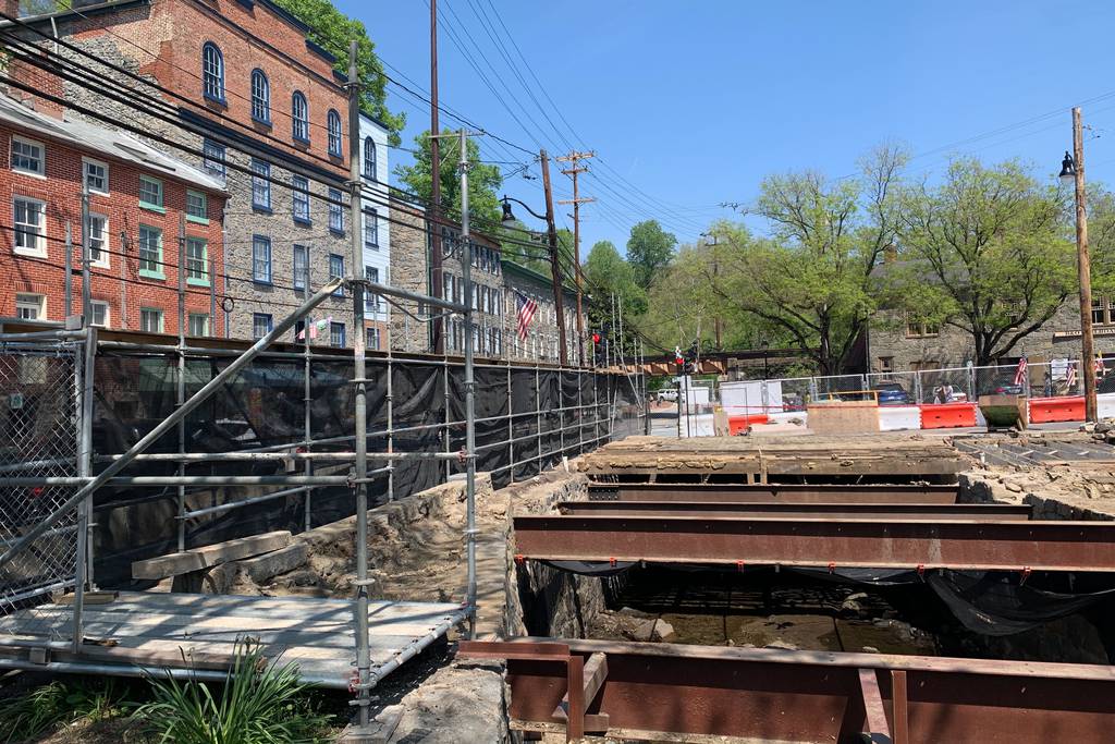 Four historic buildings at the intersection of Maryland Avenue and Main Street in Ellicott City have been dismantled.