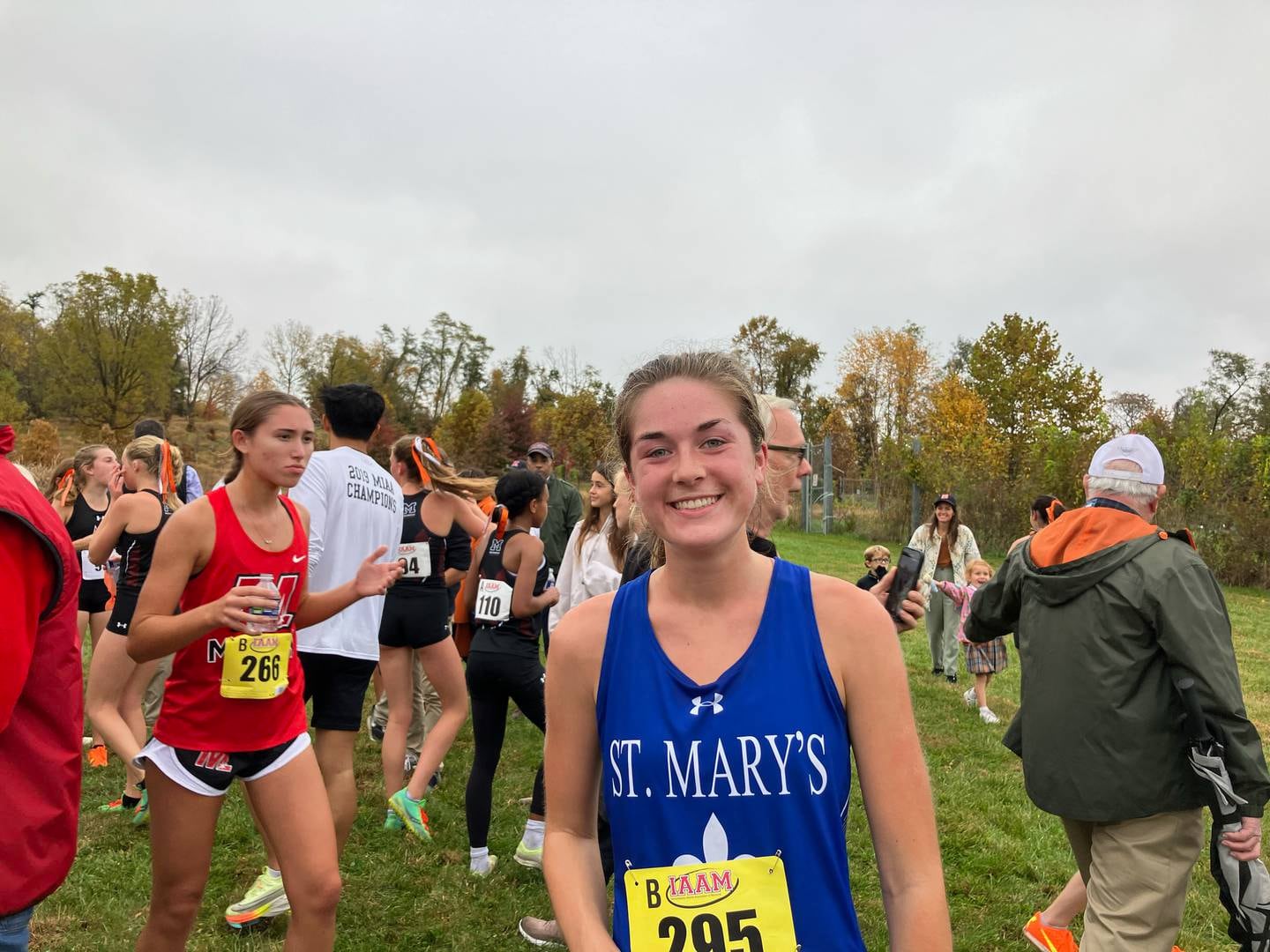 St. Mary’s senior Chloe McCarthy was the overall winner in the Interscholastic Athletic Association of Maryland championship meet Tuesday afternoon at the Baltimore County Agricultural Center in Cockeysville, recording a personal-record 19:27 on the hilly course.