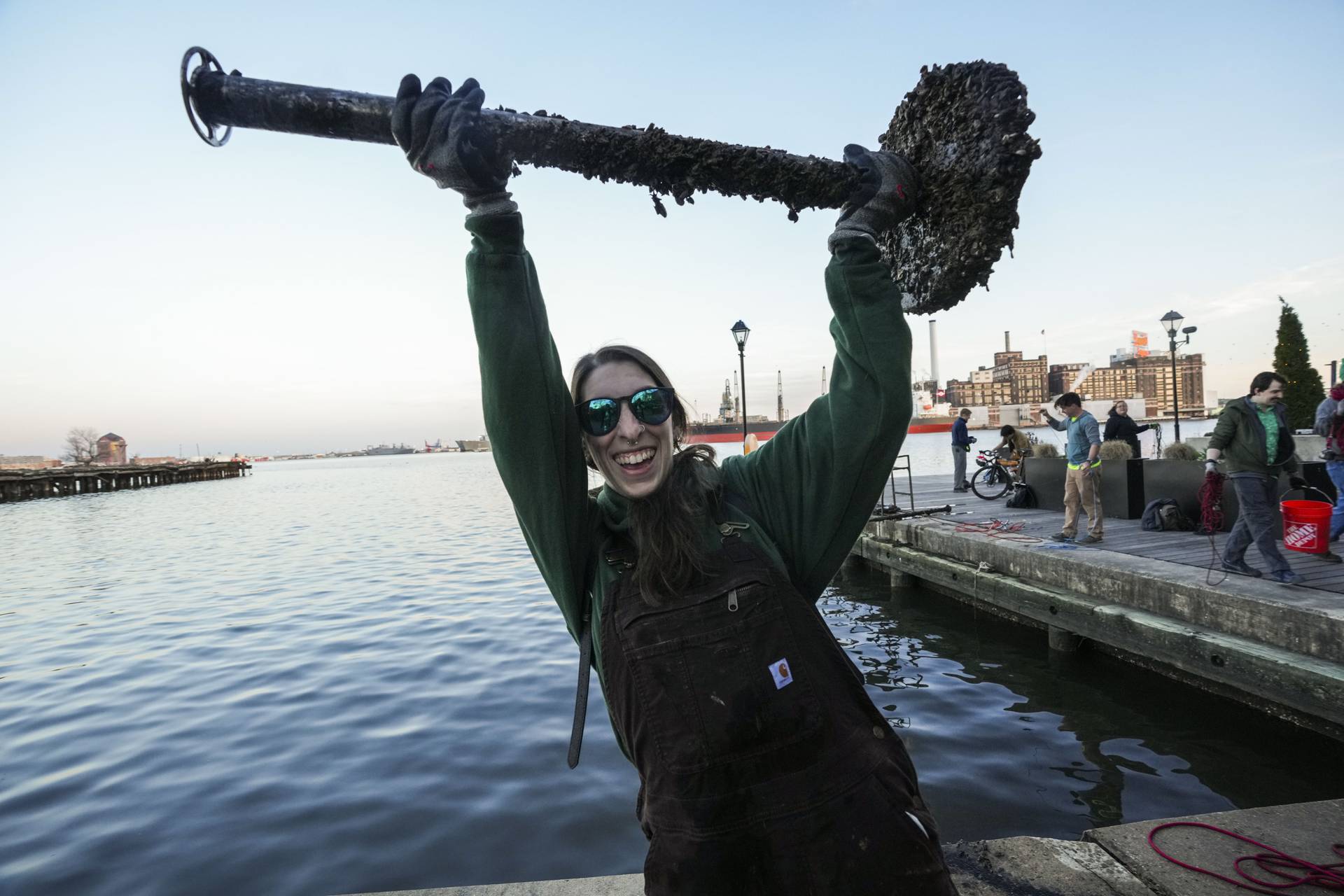 Jonathan Foster casts his magnet out into the water. The Salvage Art Magnet Fishing Meetup hosted a Saint Patrick's Day themed night where thirty plus people went treasure hunting in the harbor on March 16, 2023.