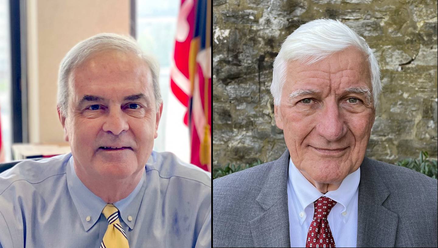 The candidates for Baltimore County state's attorney are (l) Scott Shellenberger and (r) James Haynes.