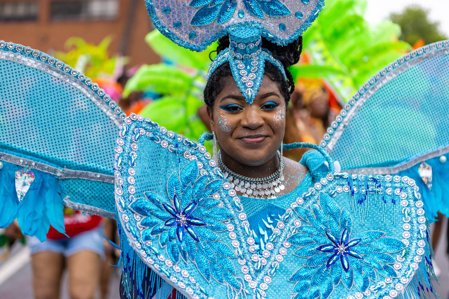Mas player, Aja Bobb, 22, during the annual Baltimore Washington ONE Carnival in Baltimore, MD on Saturday, July 8, 2023.
