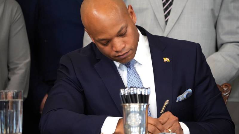 Governor Wes Moore signs the Child Victims Act into law on April 11, 2023.