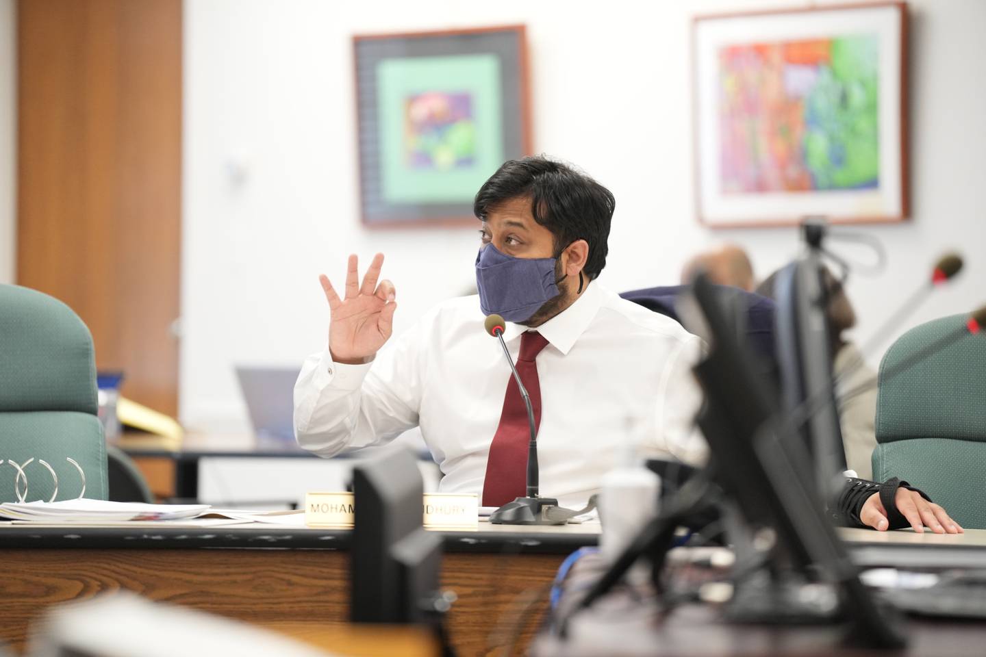 Mohammed Choudhury, state school superintendent, during a state school board meeting on February 28, 2023.
