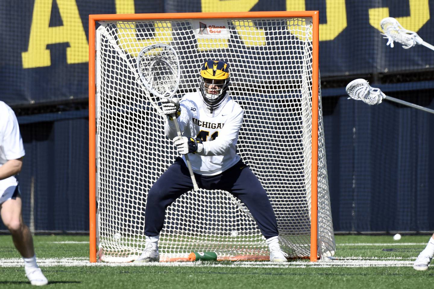 Shane Carr, a Saverna Park grad who now plays for the University of Michigan men's lacrosse team competes against Hofstra at U-M Lacrosse Stadium, Saturday, February 18, 2023, in Ann Arbor, Michigan.