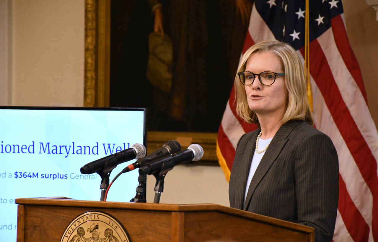 Maryland Budget Secretary Helene Grady speaks about Gov. Wes Moore's budget proposal during a State House news conference on Wednesday, Jan. 17, 2024.