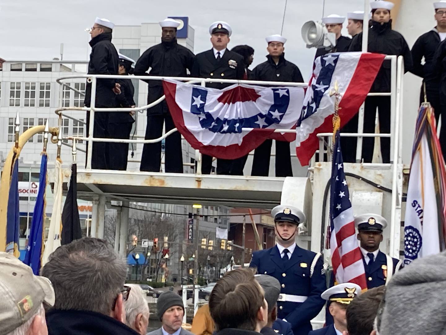 A ceremony marking the 82nd anniversary of the Japanese attack on Pearl Harbor was held aboard US Coast Guard Cutter WHEC-37 in the Inner Harbor on Dec. 7, 2023.