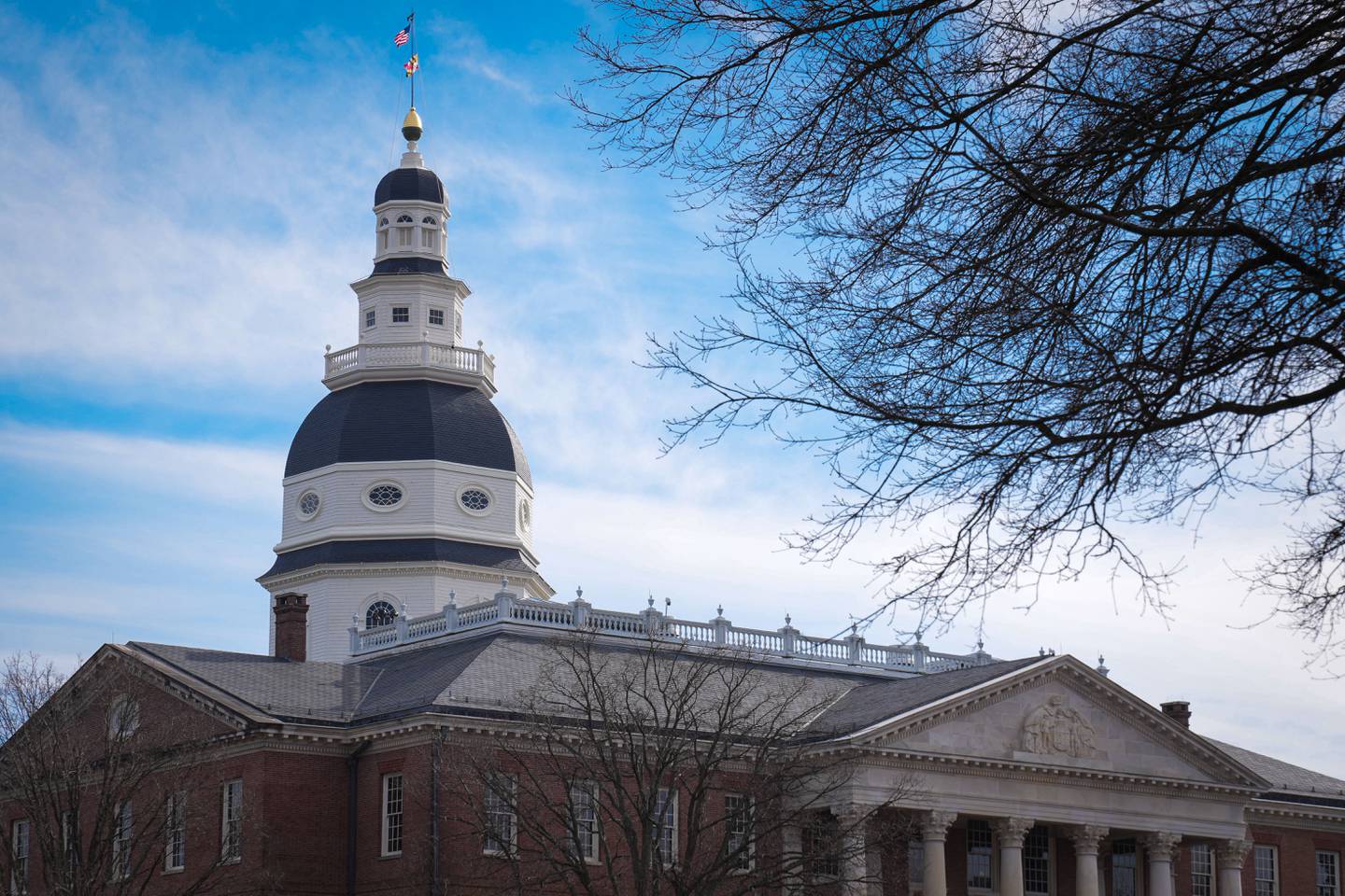Exterior of the Maryland State House.