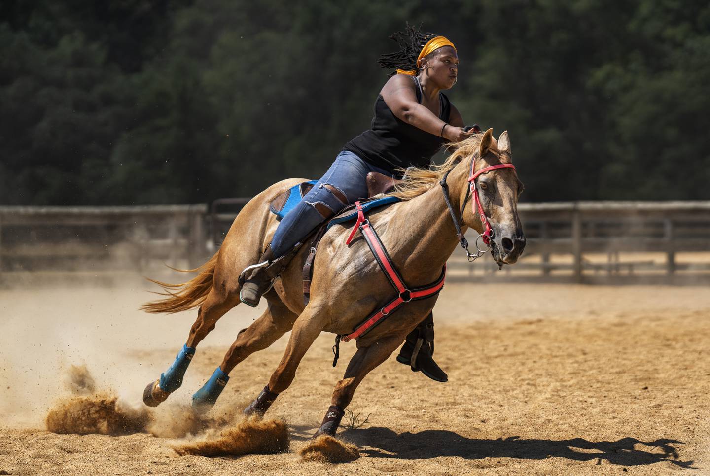 Brittaney "Britt Brat" Logan practices with her team, Cowgirls of Color, at Oak Ridge Park in Hughesville, Saturday, September 9, 2023.
