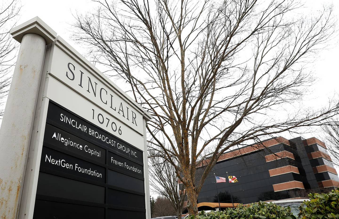 HUNT VALLEY, MD - APRIL 03:  The headquarters of the Sinclair Broadcast Group is shown April 3, 2018 in Hunt Valley, Maryland.