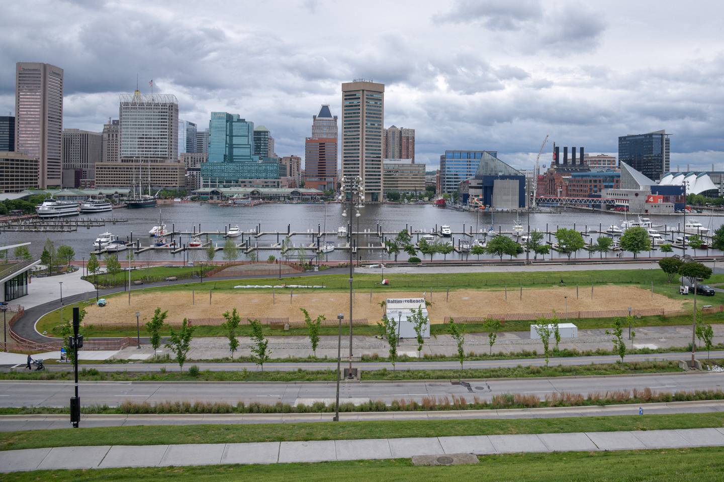 A view of the Baltimore City skyline, as seen from Federal Hill in South Baltimore.