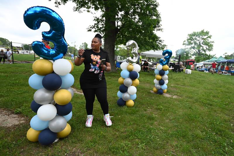 Tulani Hasan, a longshorewoman with Union 333, is shown at a festival held on May 19, 2024 at Renaissance Park in Essex to celebrate progress in reopening the Port of Baltimore.