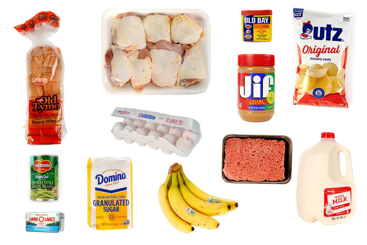 Ten common products from area grocery stores.