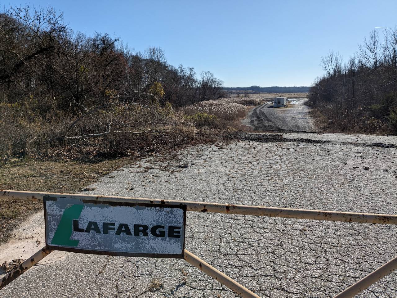 A photo of the former Lafarge Quarry, a sandstone and gravel quarry in Baltimore County. A developer wants to build a warehouse complex on the site.