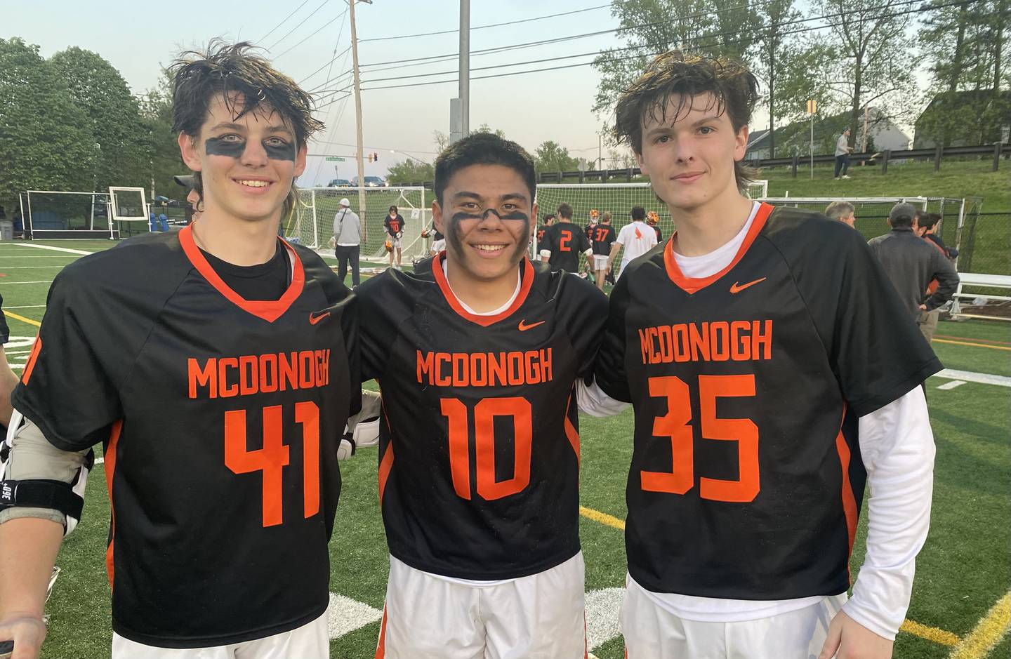Brendan Millon, Zach Hayashi and Aiden Seibel helped put McDonogh lacrosse back in the win column Tuesday evening. Millon scored twice, Hayashi finished 11-of-14 on faceoffs and Seibel had 13 saves in his first varsity start as the No. 2 Eagles defeated No. 4 St. Mary's in a rematch of last spring's MIAA A Conference lacrosse title game at Pascal Field in Annapolis.