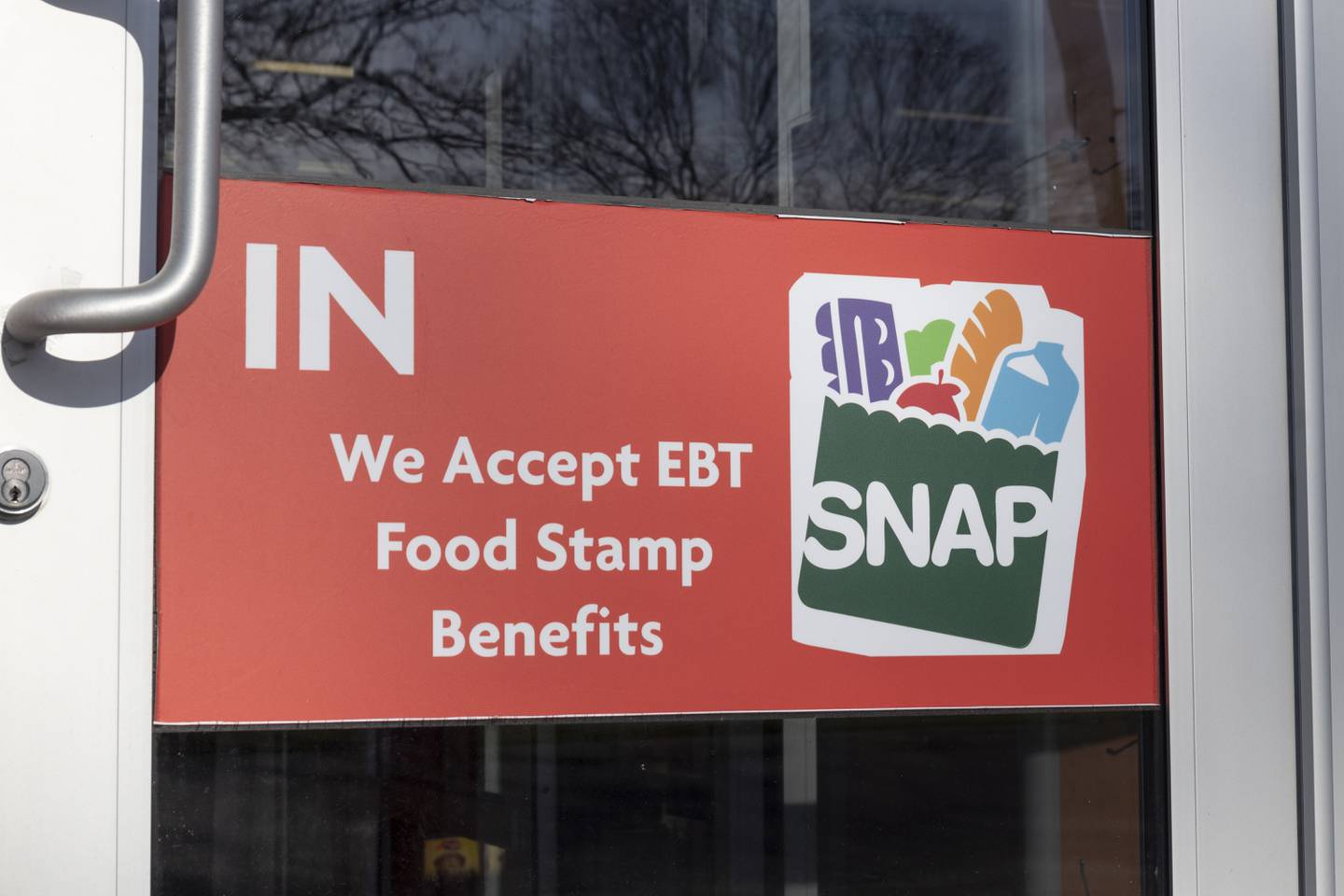 NAP and EBT Accepted here sign. SNAP and Food Stamps provide nutrition benefits to supplement the budgets of disadvantaged families.
