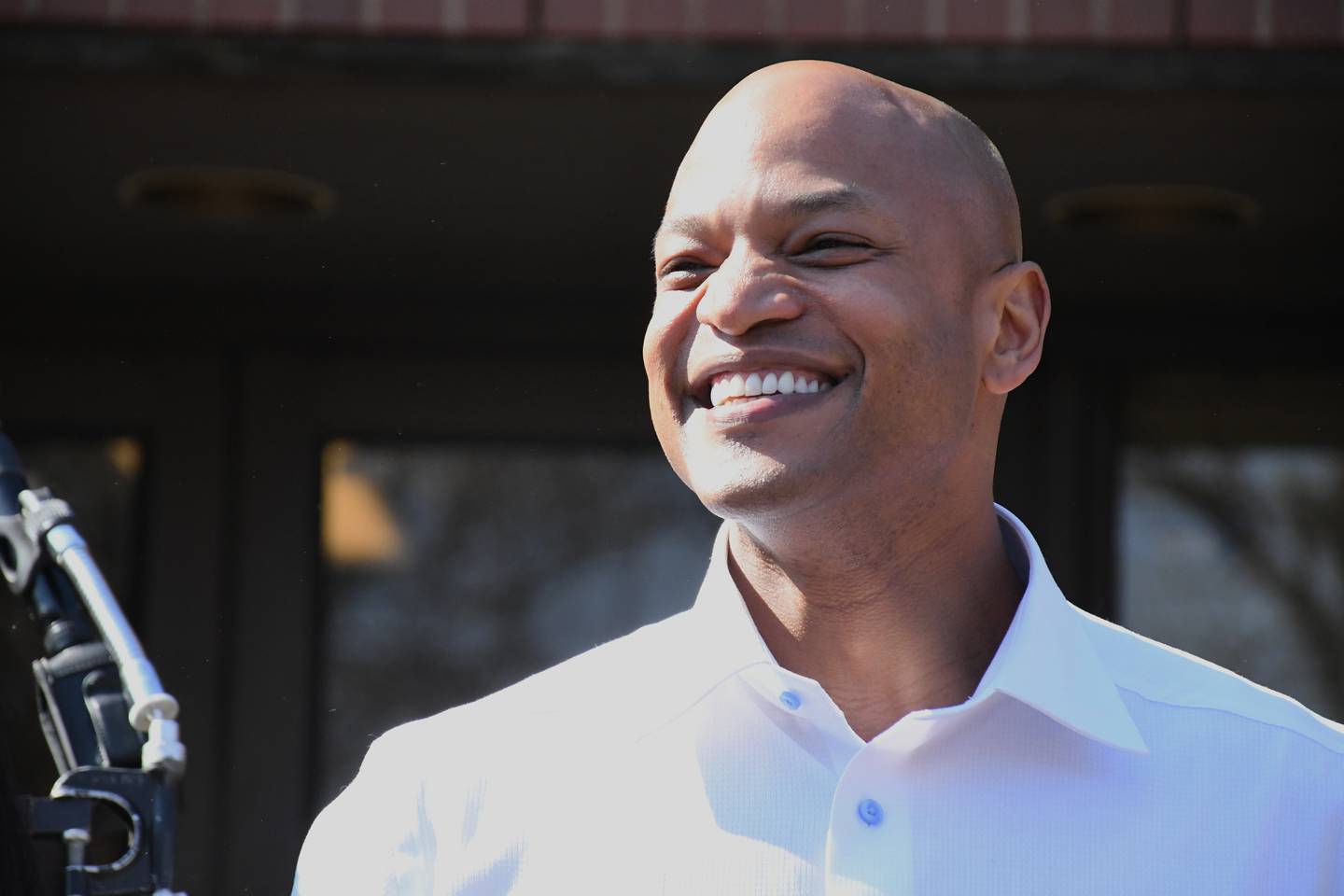 Photo by Pamela Wood/The Baltimore Banner -- Democratic candidate for governor Wes Moore, who lives in Baltimore, speaks during a campaign event in Upper Marlboro on March 5, 2022.