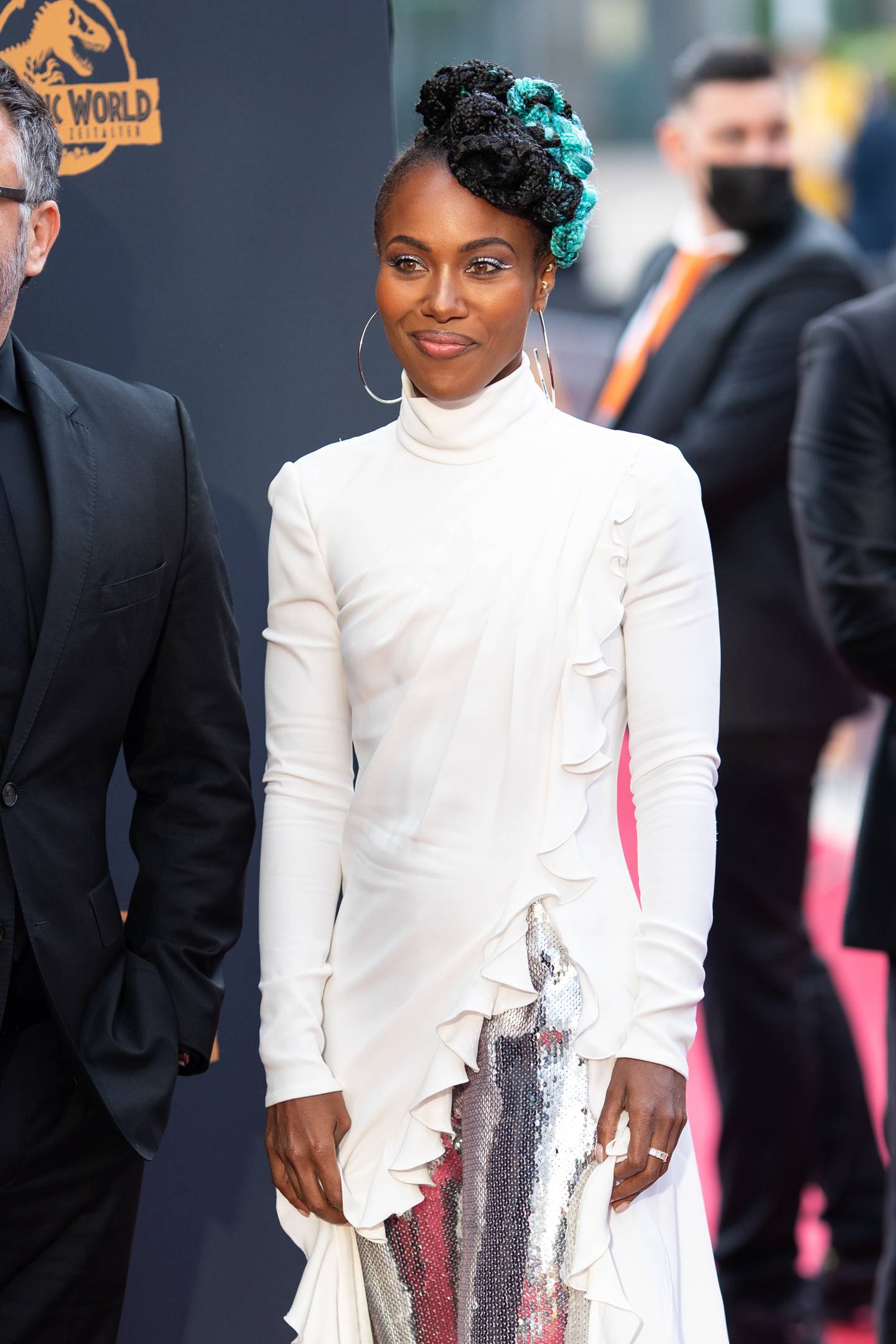 DeWanda Wise attends the "Jurassic World: Ein neues Zeitalter" Photocall at Medienpark on May 30, 2022 in Cologne, Germany.